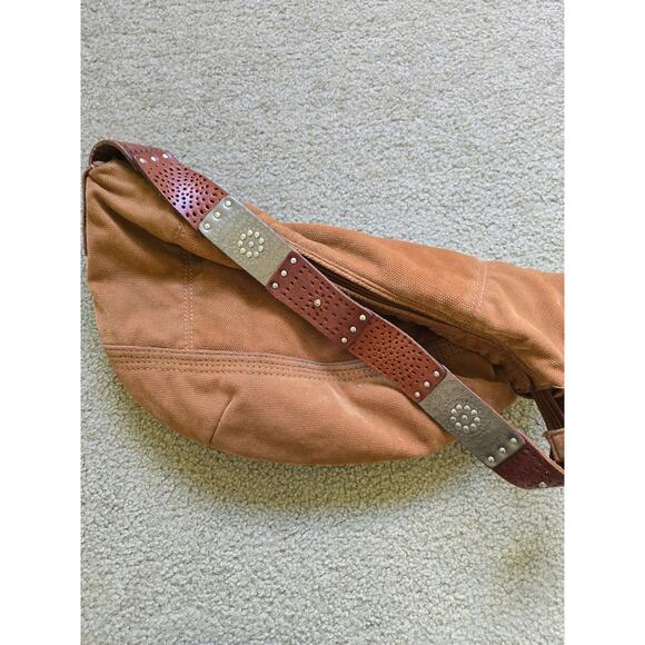 Fossil 75082 Western Canvas Hobo Shoulder Bag‎ Camel Color - Picture 3 of 8